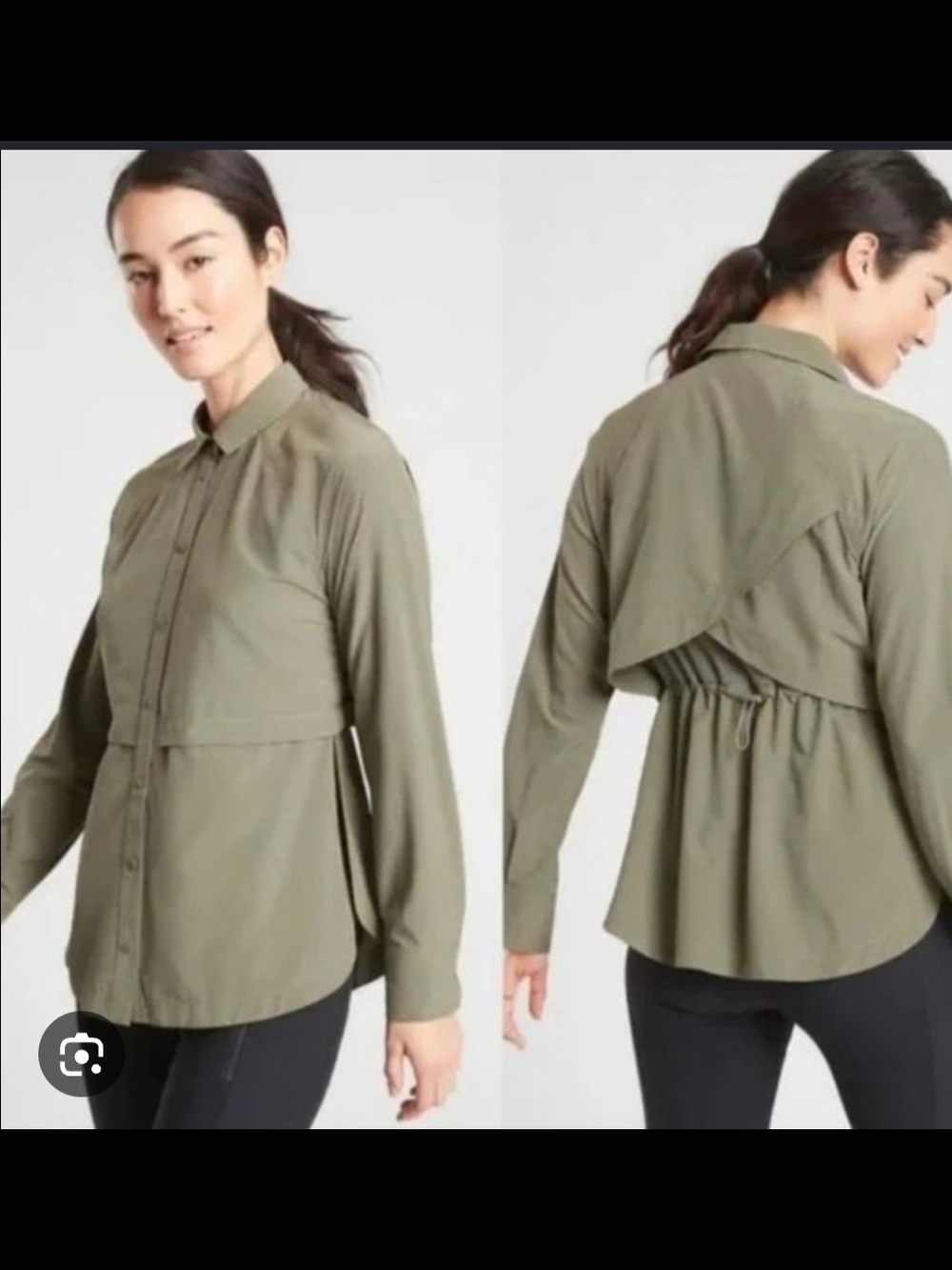Athleta Olive Green Utility Button-Up Jacket P2P 23 1474 LARGE